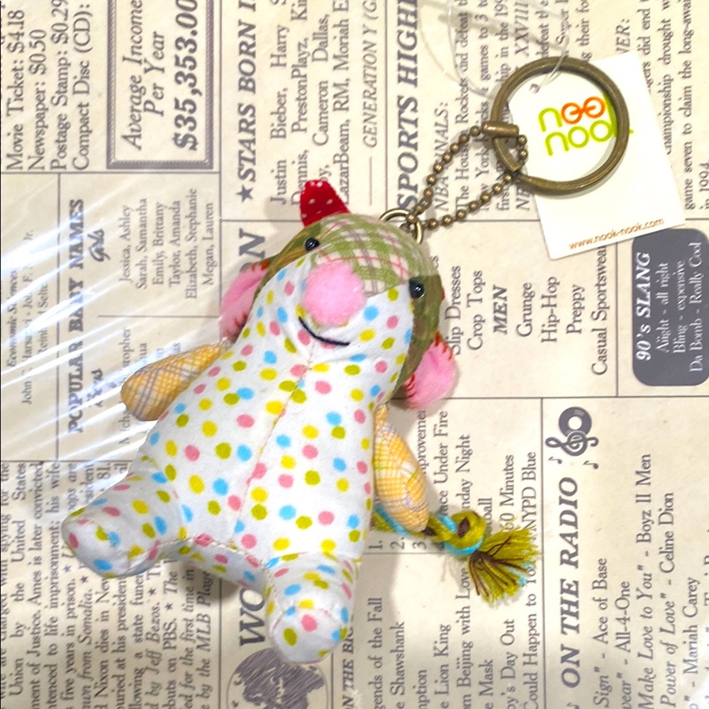 Homemade Colorful Polka Dot Keychain.